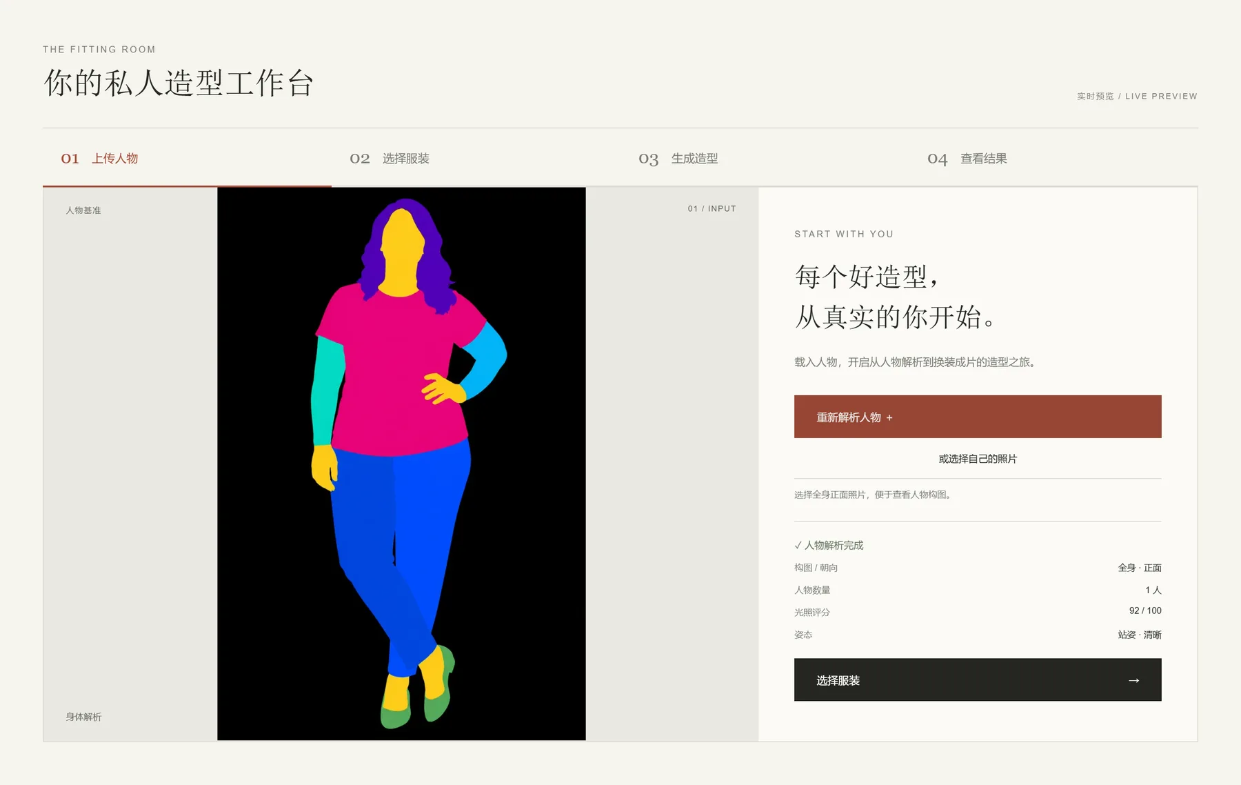 换装工作台 · 上传人物
